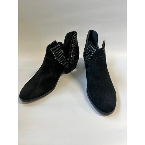 Vince Camuto Pevista Booties Ankle Boots Block Suede Black Women's Size 7.5 - Picture 3 of 7